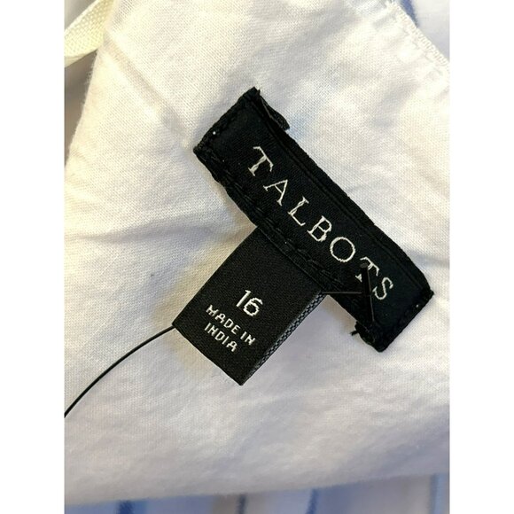 Talbots White Blue Striped Sleeveless Linen Blend Tiered Maxi Dress NWT Size 16 - Picture 9 of 11